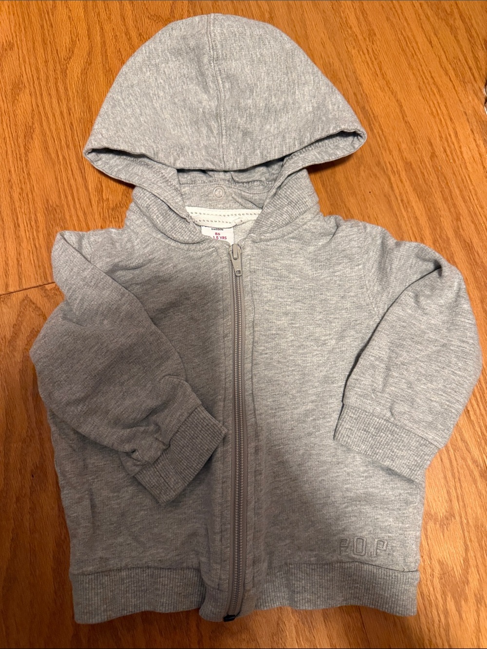 Polarn O. Pyret Grey Zip-Up Hoodie Jacket 1-1.5 years
